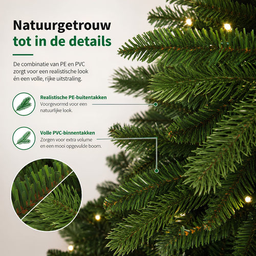 Black Box Trees Brampton Kunstboom - Kerstboom voor Kerstversiering in Huis - LED Boom met Verlichting en Scharnierconstructie voor Snelle Montage -