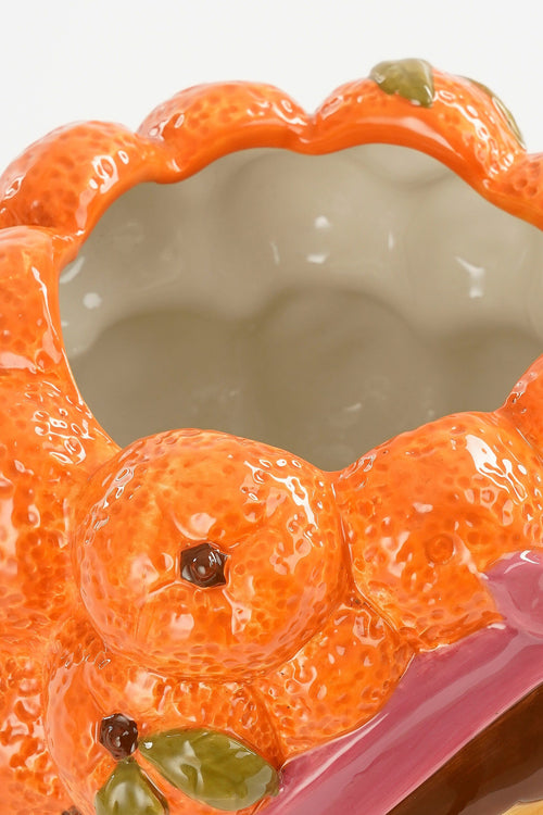 Mica Decorations Funny Bloempot Binnen - L20 x B20 x H22 cm - Dolomiet - Oranje - vtwonen shop