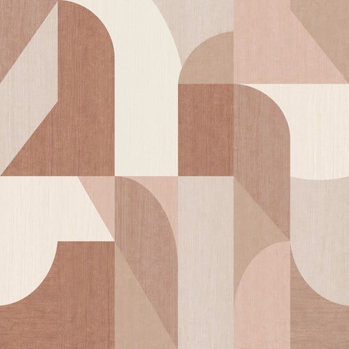 Origin Wallcoverings behang cirkels in Bauhaus stijl terracotta en beige - 50 x 900 cm - 348029 - vtwonen shop