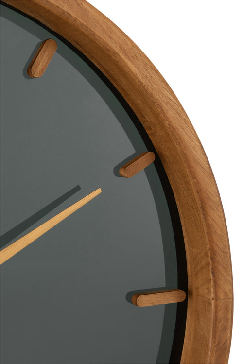 J-Line klok Rond - hout/glas - bruin/zwart - Ø 40 cm