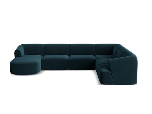 Cosmopolitan Design Modulaire panoramische hoekbank links Campi 7-zits, flueel diepe olie - 255x330x70cm