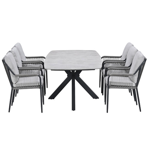 Garden Impressions Tuinset Stevie 7-delig - Fiore tuintafel 220x100 cm