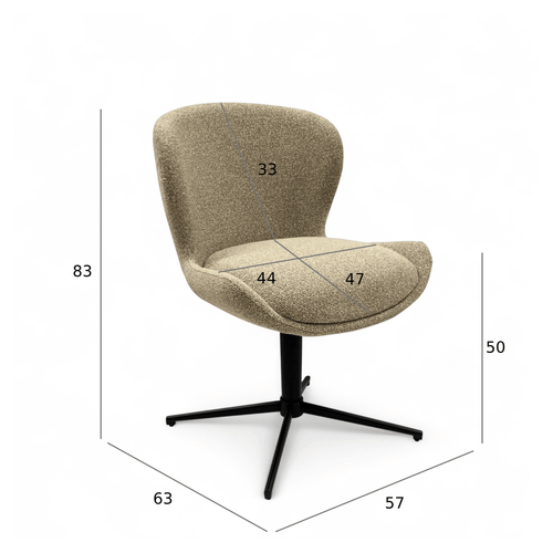 Furnhouse eetkamerstoel Nicklas - Beige - Stof (Bouclé) - Set van 2