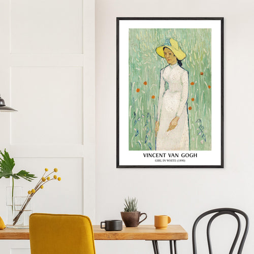 Artfulprints Poster met Lijst Vincent van Gogh - Girl in white   - 70x100 cm - Groen