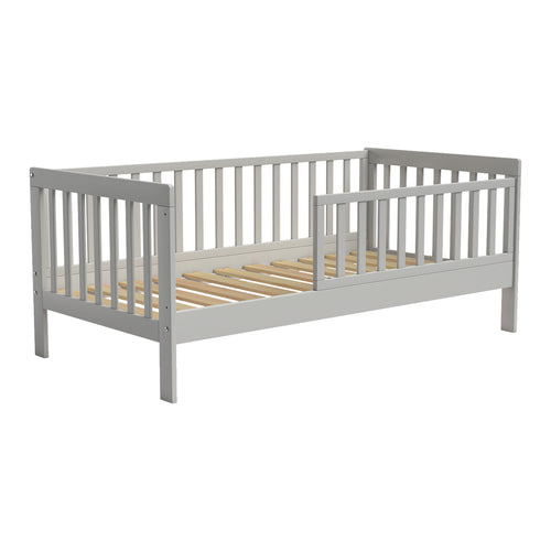 Petite Amélie Peuterbed Plume – 70x140 cm – Grijs – Met uitvalbescherming – Flexibel zijhekje - vtwonen shop