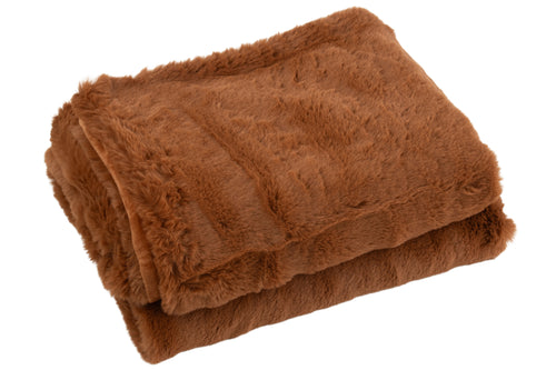 J-Line plaid Cutie - fleece deken - polyester - sienna bruin - 180 x 130 cm - vtwonen shop