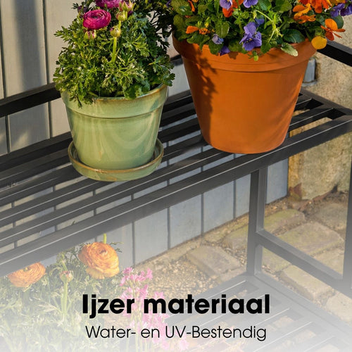 Mica Decorations Greenrax Plantenrek op Wielen - Plantenstandaard voor Kamerplanten, Buitenplanten of Tuingereedschap - Meerdere Plateaus