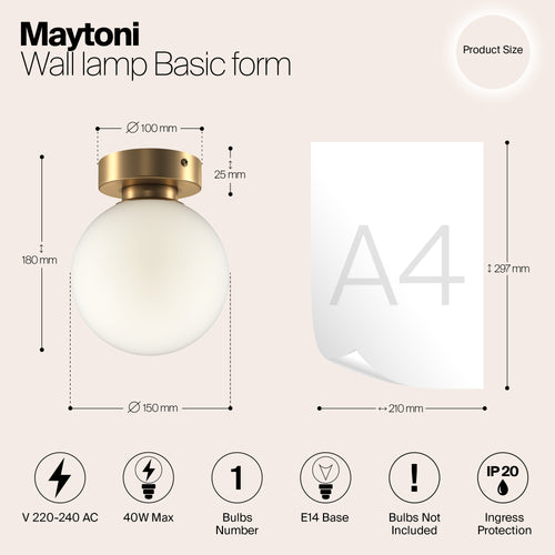 Maytoni - Wandlamp Basic form - Goud - Ø15 - vtwonen shop