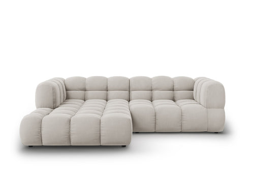 Cosmopolitan Design Modulaire hoekbank links Sky 3-zits, flueel, lichtbeige - 162x244x70cm