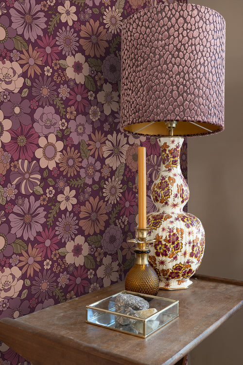 ESTAhome behang retro bloemen mauve paars - 50 x 900 cm - 131638
