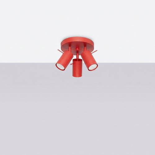 Sollux Lighting Plafondlamp RING 3P rood - 25,7x25,7x14,5cm
