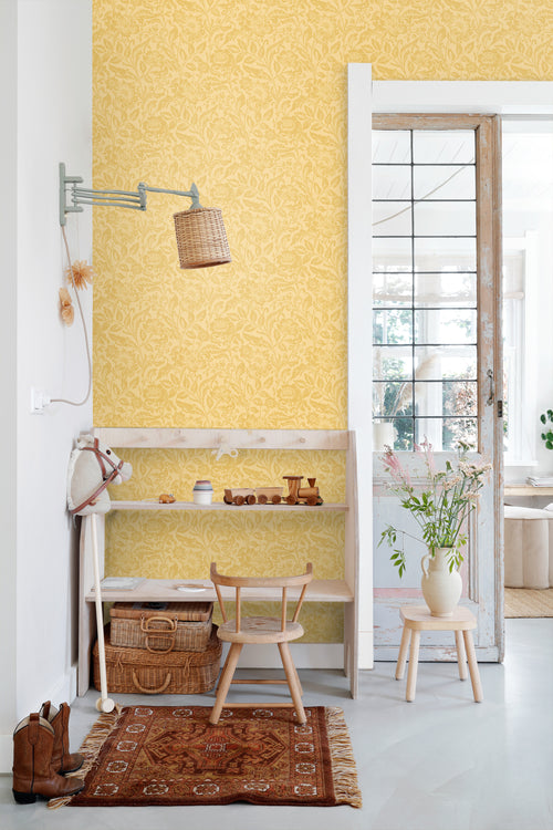 ESTAhome behang vintage bloemen geel - 50 x 900 cm - 131680