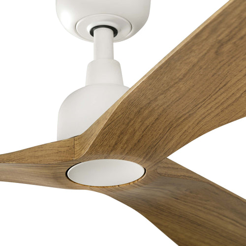 Faro Outwood Grote plafondventilator met 3 bladen, matwit, eikenhout, Tuya Smart System