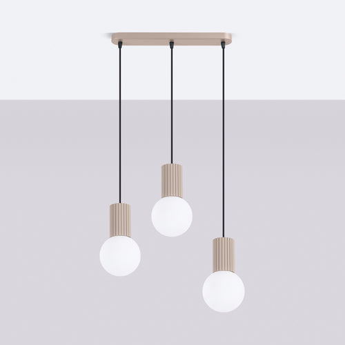 Sollux Lighting Hanglamp HALO 3L taupe - 40x6x120cm