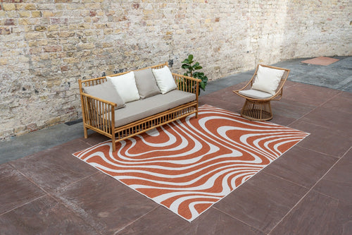 Interieur05 Buitenkleed Swirl Rechthoek - Roest - Dubbelzijdig - 240 x 340 cm - vtwonen shop