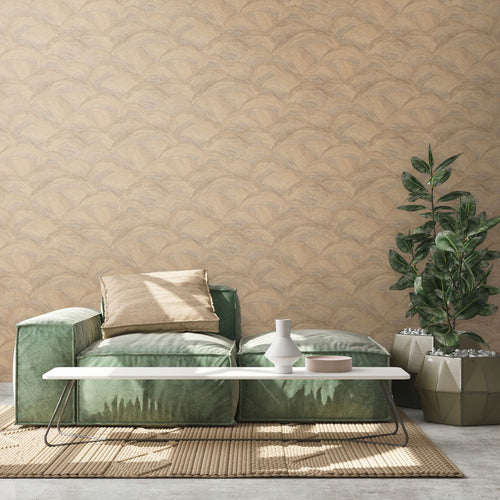 Livingwalls behang art deco bogen beige, bruin en goud - 53 cm x 10.05 m - AS-391054 - vtwonen shop