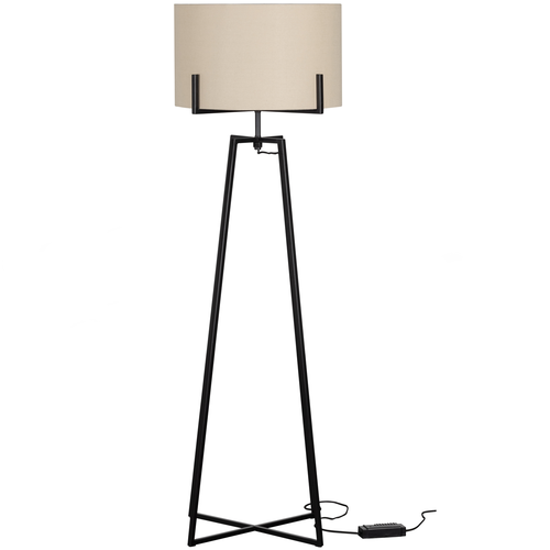 WOOOD vloerlamp Holly - Zwart/naturel - 160x55x55 - vtwonen shop