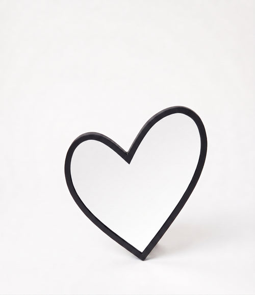 vtwonen - Spiegel - Hart - Zwart - Ø30cm