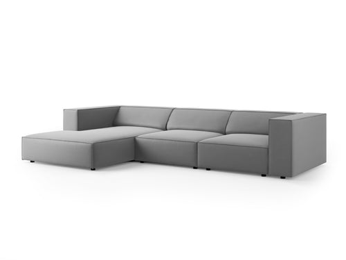 Cosmopolitan Design linker hoekbank Arendal 4-zits, flueel, lichtgrijs - 166x284x70cm