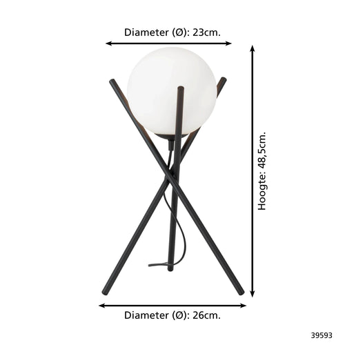 EGLO tafellamp Salvezinas - e14 - 48,5 cm - zwart/wit - vtwonen shop