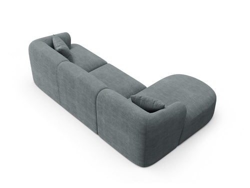 Cosmopolitan Design Modulaire hoekbank links Campi 4-zits, ribfluwelen donkergrijs - 156x256x70cm