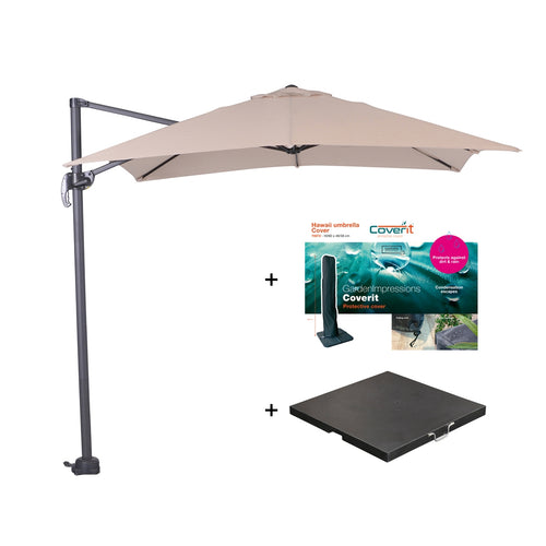 Zweefparasol Hawaii S - met voet en hoes - Ecru - 250 x 250 cm - vtwonen shop