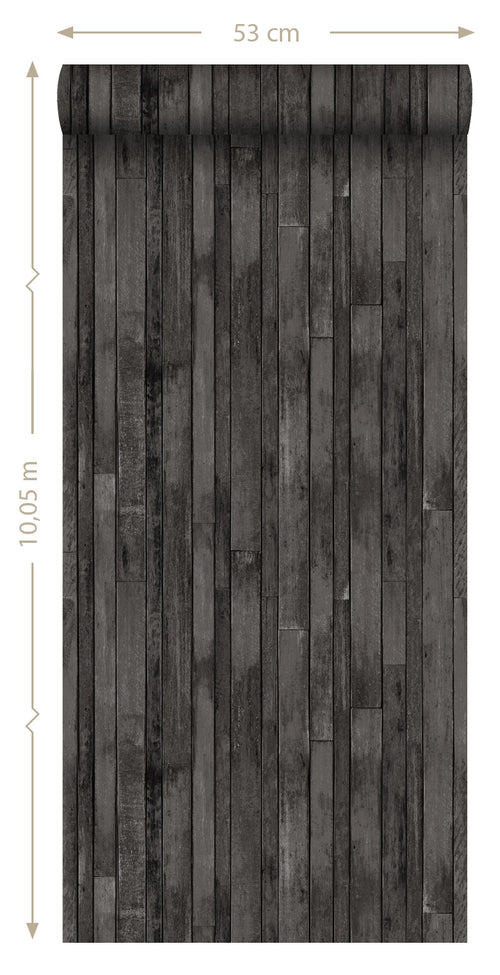 ESTAhome behang sloophout zwart - 53 cm x 10.05 m - 138815