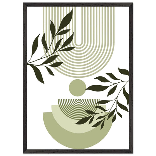 Artfulprints Poster met Lijst Boho – Green curve   - 50x70 cm - Groen