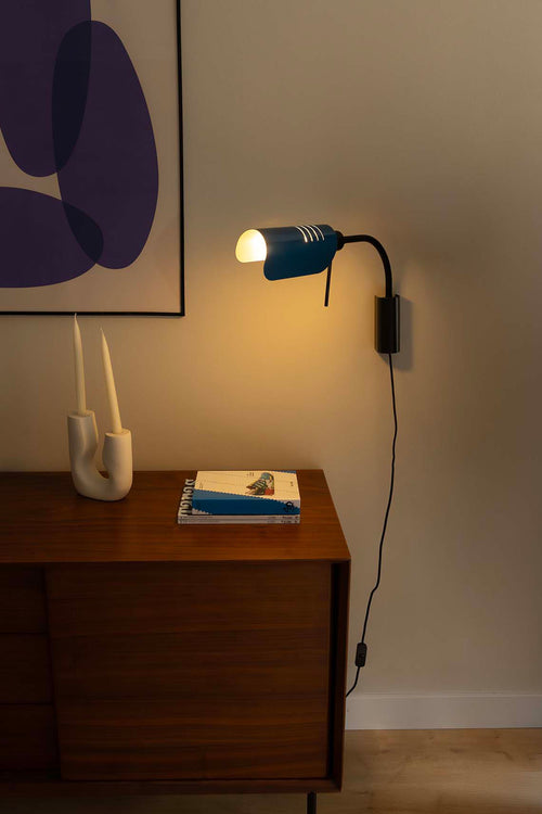 Faro Martinica Kleine leeswandlamp zwart, blauw 1x E27