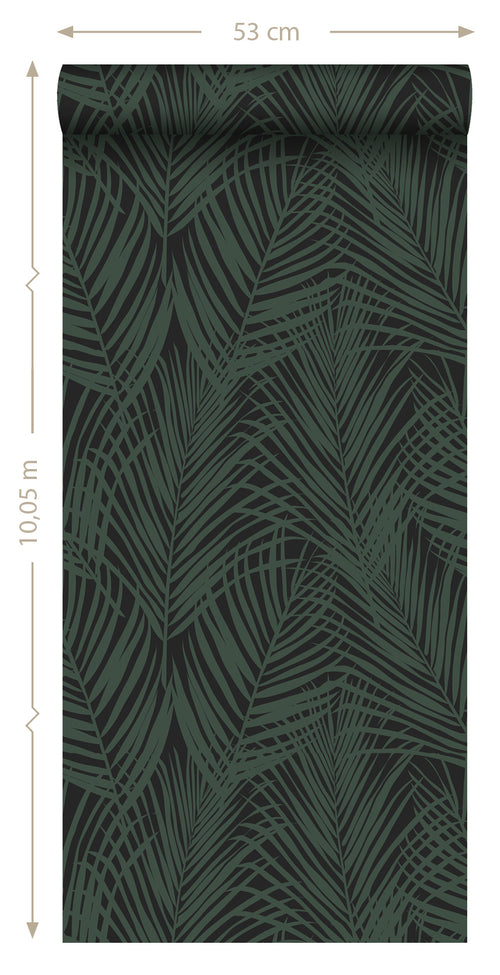 ESTAhome behang palmbladeren donkergroen en zwart - 53 cm x 10.05 m - 139157 - vtwonen shop
