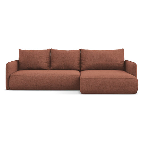 LaMiaSofa hoekbank rechts Palermo - chenille stof - gedempt roze - 240x148x86