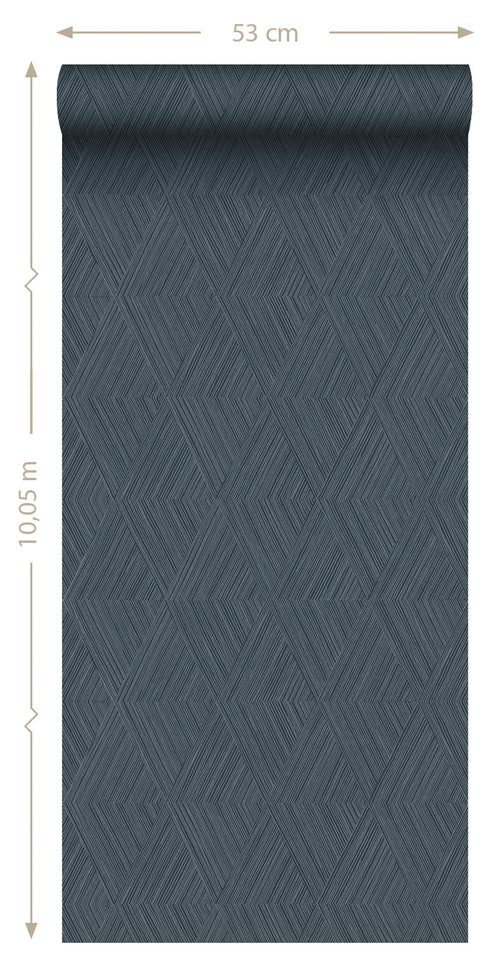 Origin Wallcoverings behang grafisch 3D motief donkerblauw - 53 cm x 10.05 m - 347846