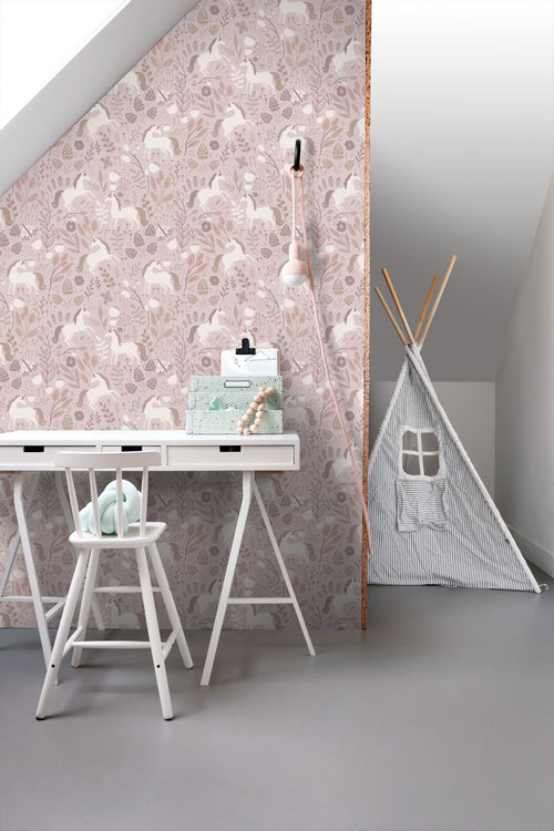 ESTAhome behang unicorns mauve paars - 53 cm x 10.05 m - 131232
