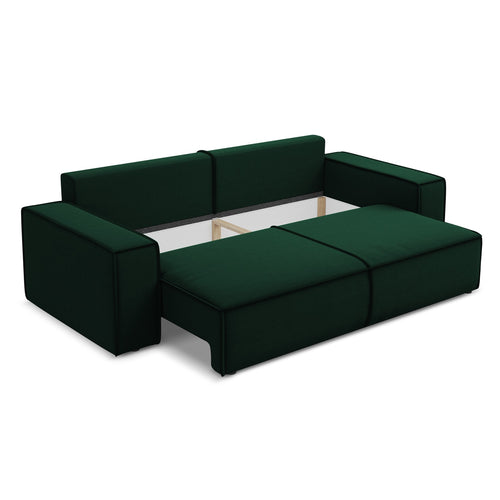LaMiaSofa 3-zits slaapbank Livorno - velours - flessengroen - 255x105x85