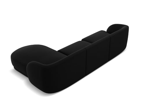 Micadoni - Rechter hoekbank "Miley" 4 zitplaatsen, flueel, zwart - 156x255x70cm