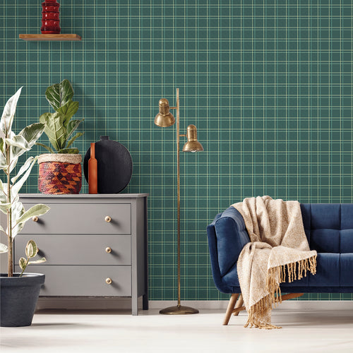 Sanders & Sanders behang ruiten donkergroen - 53 cm x 10 m - 640359 - vtwonen shop