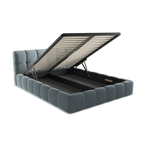 LaMiaSofa Bed met opbergruimte Roma - velours - lichtblauw - 180x228x82