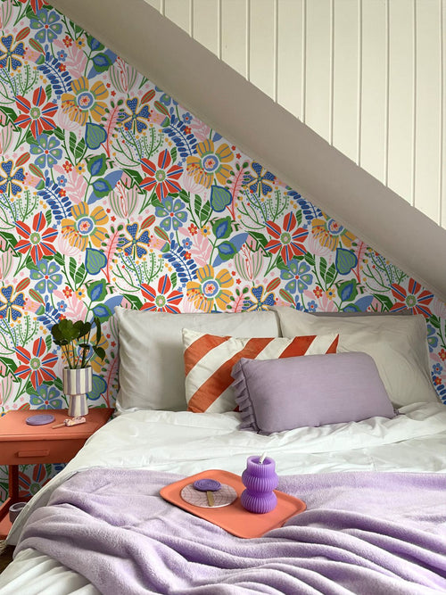 ESTAhome behang bloemmotief wit en meerkleurig - 50 x 900 cm - 131993