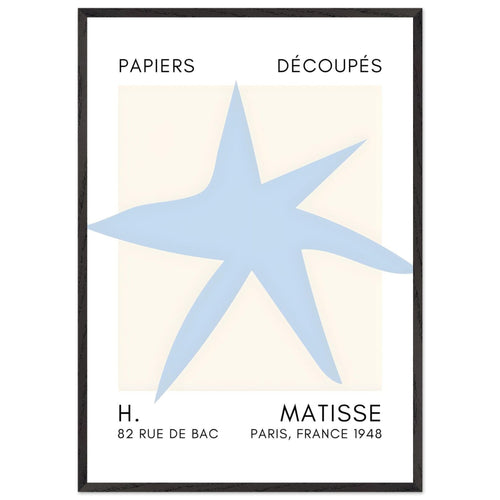 Artfulprints Poster met Lijst Matisse – Star of the sea light blue   - 70x100 cm - Blauw
