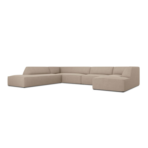 Cosmopolitan Design - Panoramische hoekbank links Siena 7-zits, structurele stof donkerbeige - 273x366x69cm