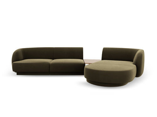 Micadoni Rechte modulaire bank Miley 3-zits, flueel, groente - 178x303x70cm