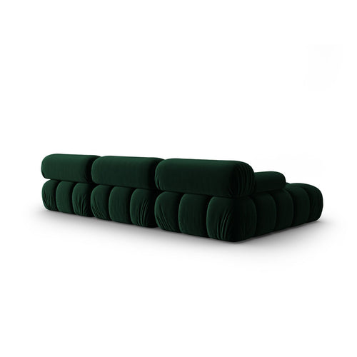 Cosmopolitan Design - Modulaire hoekbank links Cortina 4-zits, flueel flessengroen - 155x282x70cm