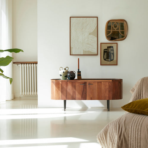Tikamoon Massief palissander en marmeren tv-meubel 130 cm - Bruin