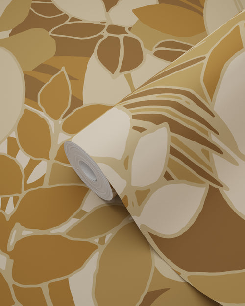 ESTAhome behang bladeren bruin en beige - 50 x 900 cm - 139849