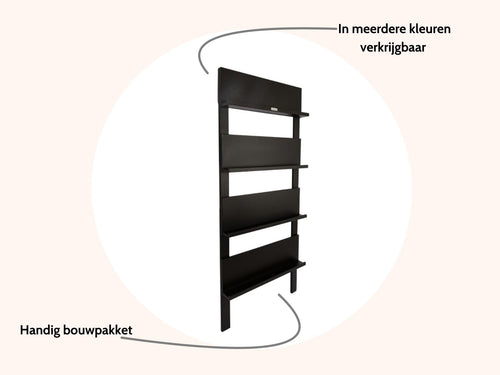 MaximaVida wandrek Jamie zwart- boekenrek- tijdschriftenrek- 180 x 80 cm - vtwonen shop