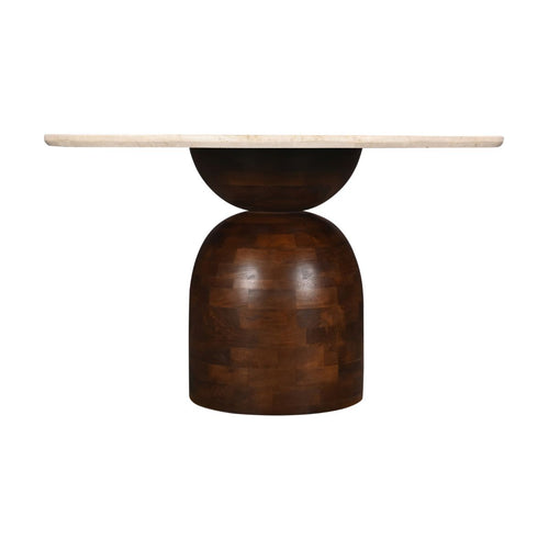 DÉJA Living Eettafel Miro Rond - Marmer/Hout - Donkerbruin - 130x130x75cm - vtwonen shop