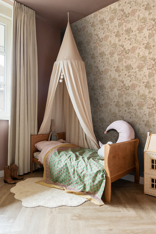 ESTAhome behang vintage bloemen lichtbruin en oudroze - 50 x 900 cm - 139764 - vtwonen shop