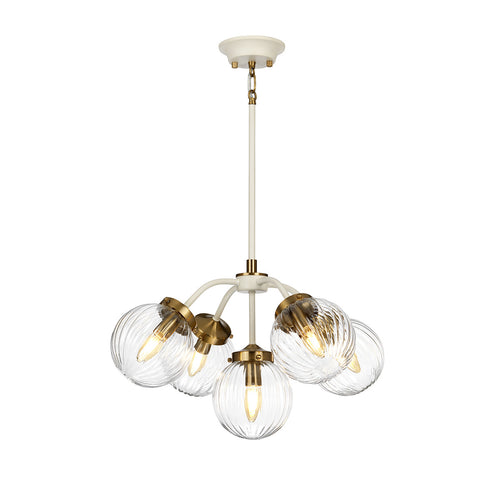Cosmos Retro 5-lichts hanglamp Globe glazen kappen