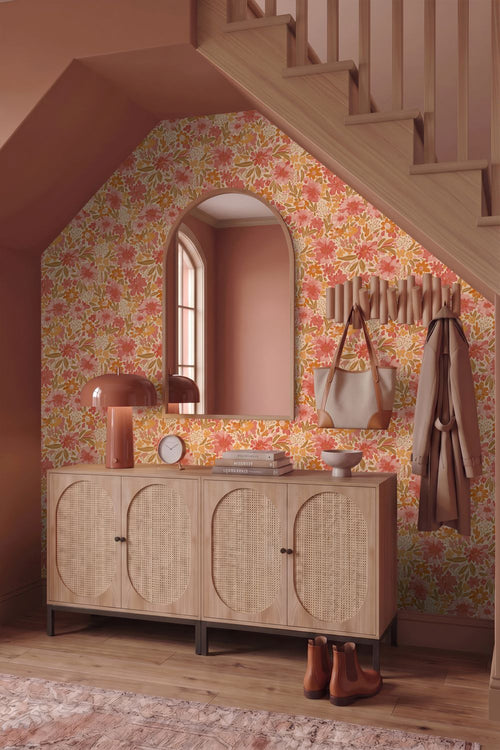 ESTAhome behang bloemen roze en groen - 50 x 900 cm - 132195