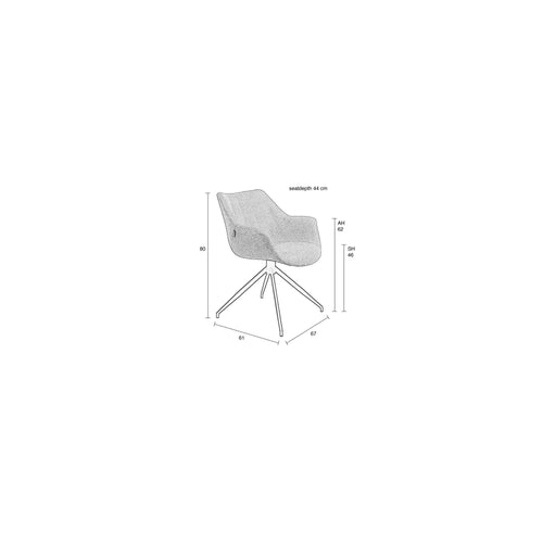 Zuiver Doulton Swivel Eetkamerstoelen Armleuning Naturel  - Set van 2